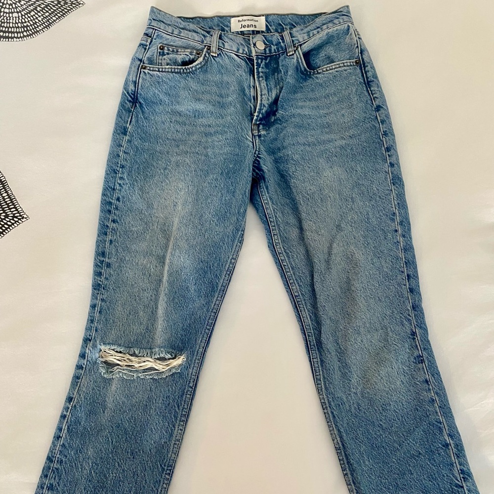 Reformation High Rise Distressed Jeans